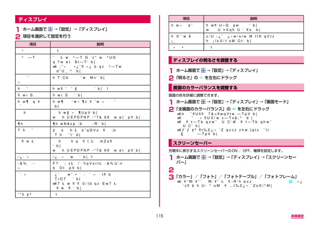 Samsung SM-G950DZKADCM, SM-G950DZVADCM, SM-G950DZBADCM manual ディスプレイの明るさを調整する, 画面のカラーバランスを調整する, スクリーンセーバー 