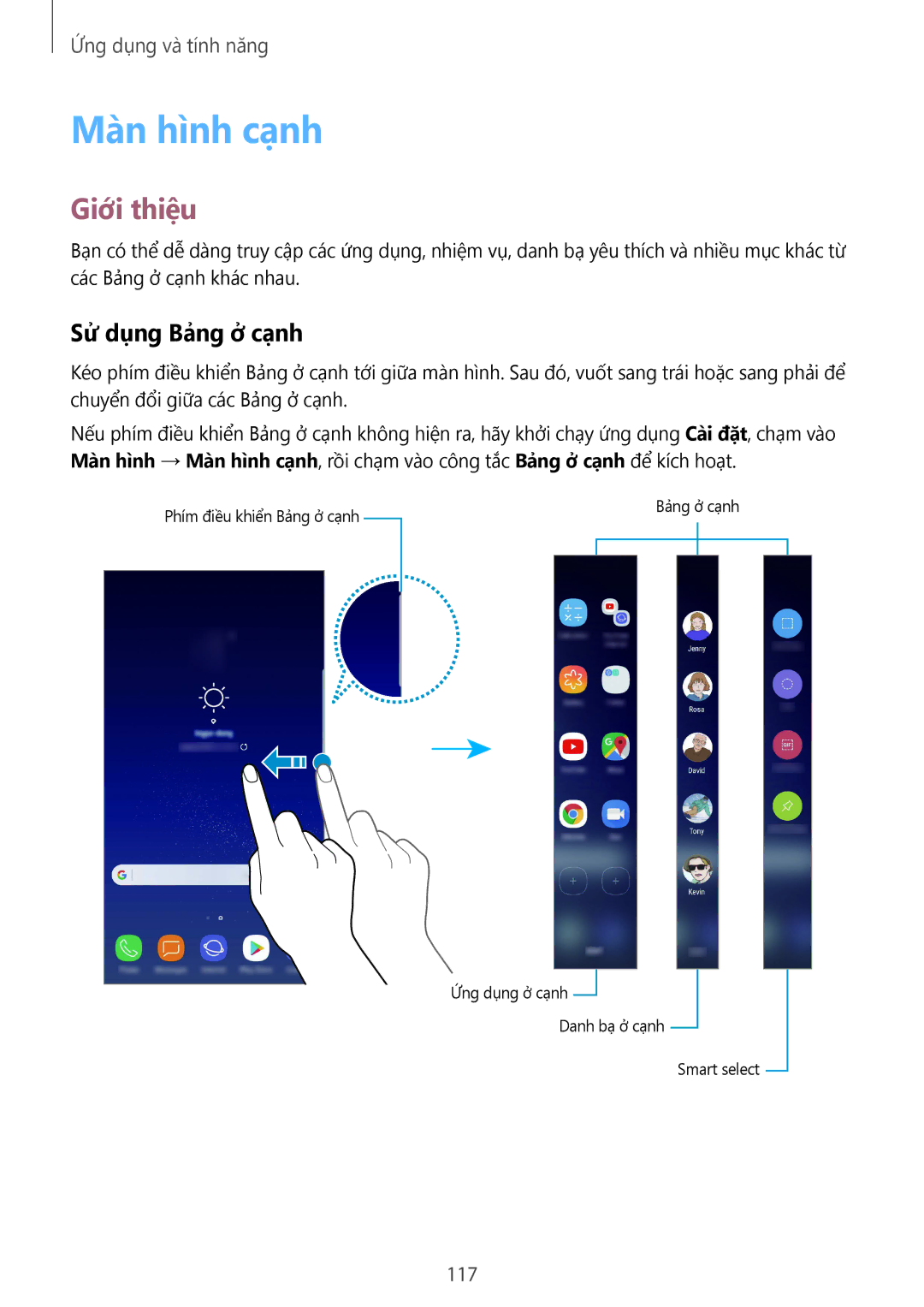 Samsung SM-G955FZDDXXV, SM-G950FZBDXXV, SM-G950FZKDXXV, SM-G955FZBDXXV manual Màn hình cạnh, Sử dụng Bảng ở cạnh, 117 