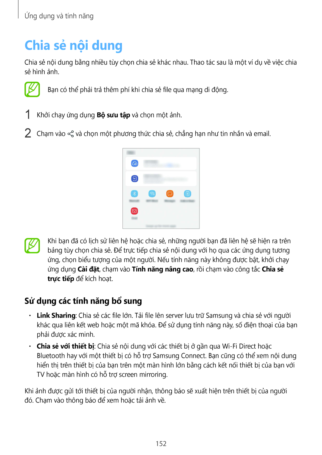 Samsung SM-G955FZDDXXV, SM-G950FZBDXXV, SM-G950FZKDXXV, SM-G955FZBDXXV Chia sẻ nội dung, Sử dụng các tính năng bổ sung, 152 