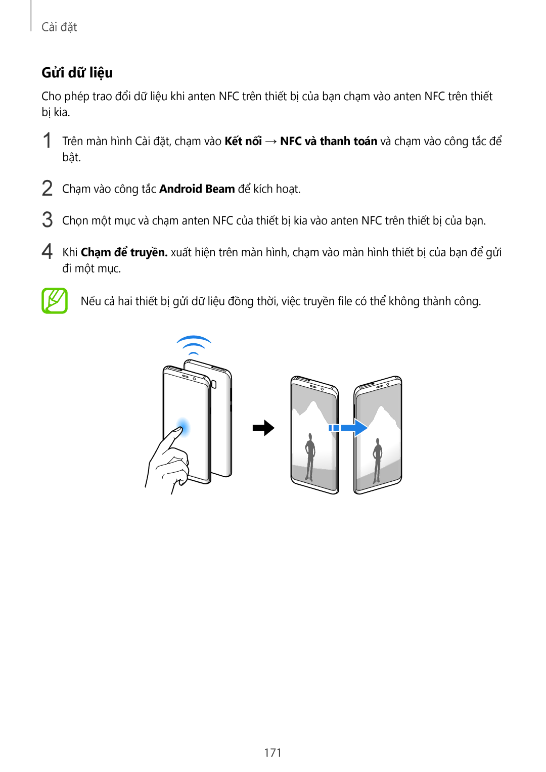 Samsung SM-G955FZKDXXV, SM-G950FZBDXXV, SM-G950FZKDXXV, SM-G955FZBDXXV, SM-G950FZDDXXV, SM-G955FZDDXXV manual Gửi dữ liệu, 171 