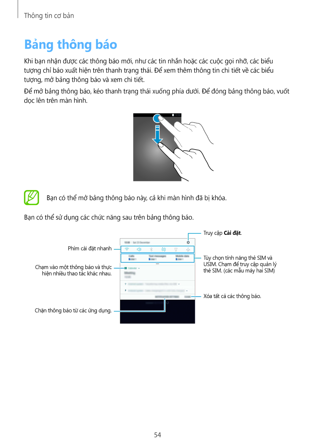 Samsung SM-G955FZDDXXV, SM-G950FZBDXXV, SM-G950FZKDXXV, SM-G955FZBDXXV, SM-G955FZKDXXV, SM-G950FZDDXXV manual Bảng thông báo 