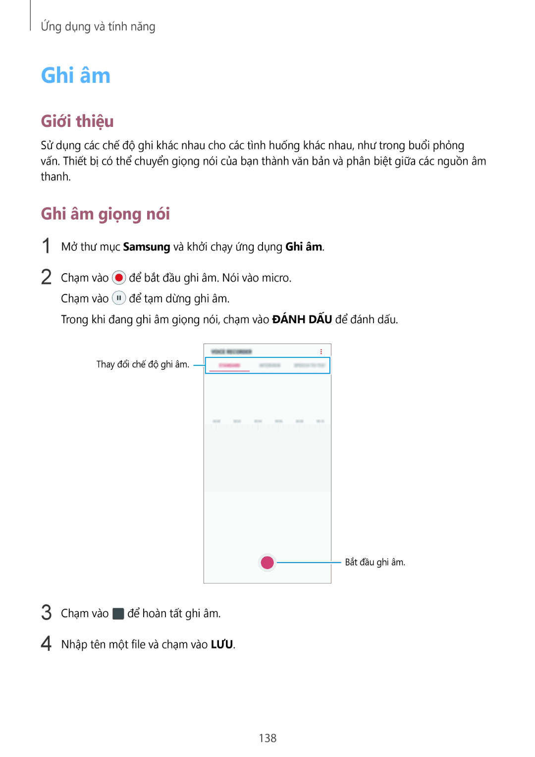 Samsung SM-G955FZDDXXV, SM-G950FZBDXXV, SM-G950FZKDXXV, SM-G955FZBDXXV, SM-G955FZKDXXV manual Ghi âm giọng nói, 138 