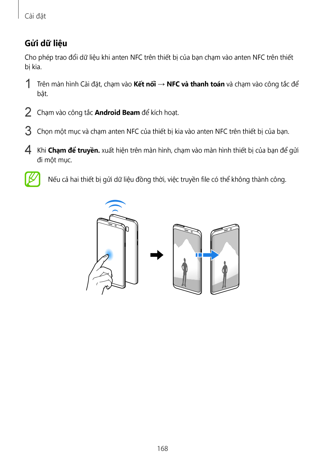 Samsung SM-G950FZBDXXV, SM-G950FZKDXXV, SM-G955FZBDXXV, SM-G955FZKDXXV, SM-G950FZDDXXV, SM-G955FZDDXXV manual Gửi dữ liệ̣u, 168 