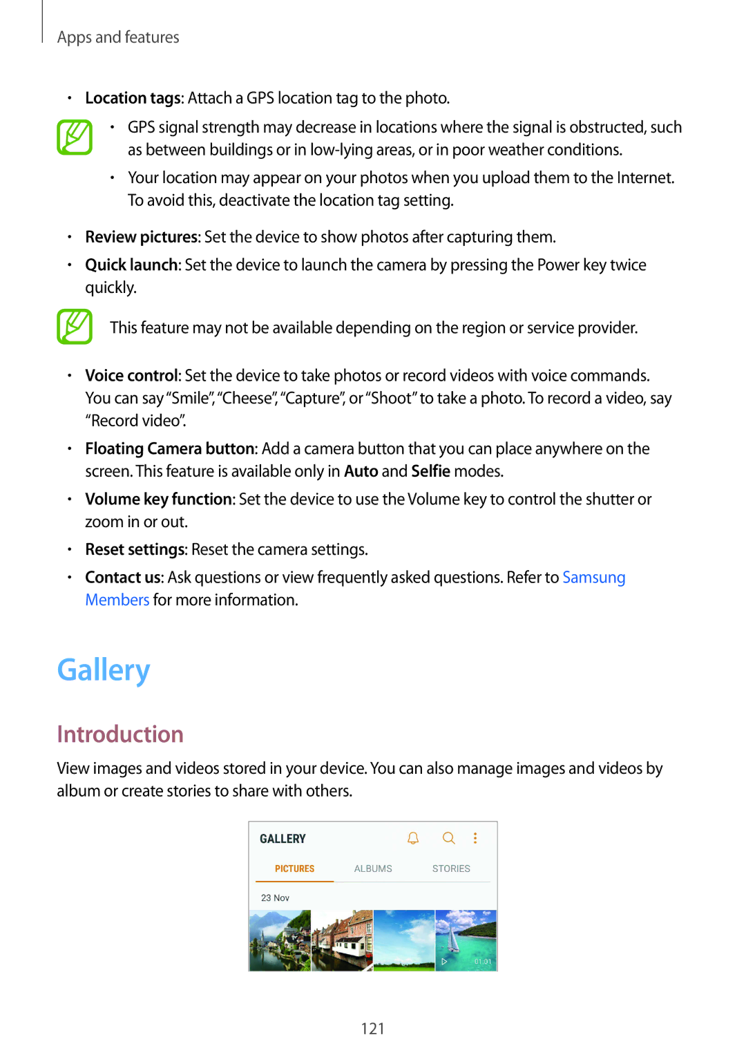 Samsung SM-G950FZVACOS, SM-G950FZIADBT, SM-G955FZSADBT manual Gallery, Location tags Attach a GPS location tag to the photo 