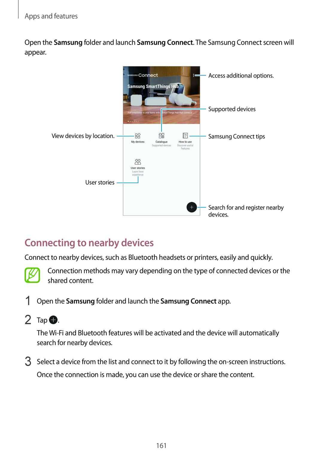 Samsung SM-G955FZVAITV, SM-G950FZIADBT, SM-G955FZSADBT, SM-G955FZKADBT, SM-G955FZVADBT manual Connecting to nearby devices 