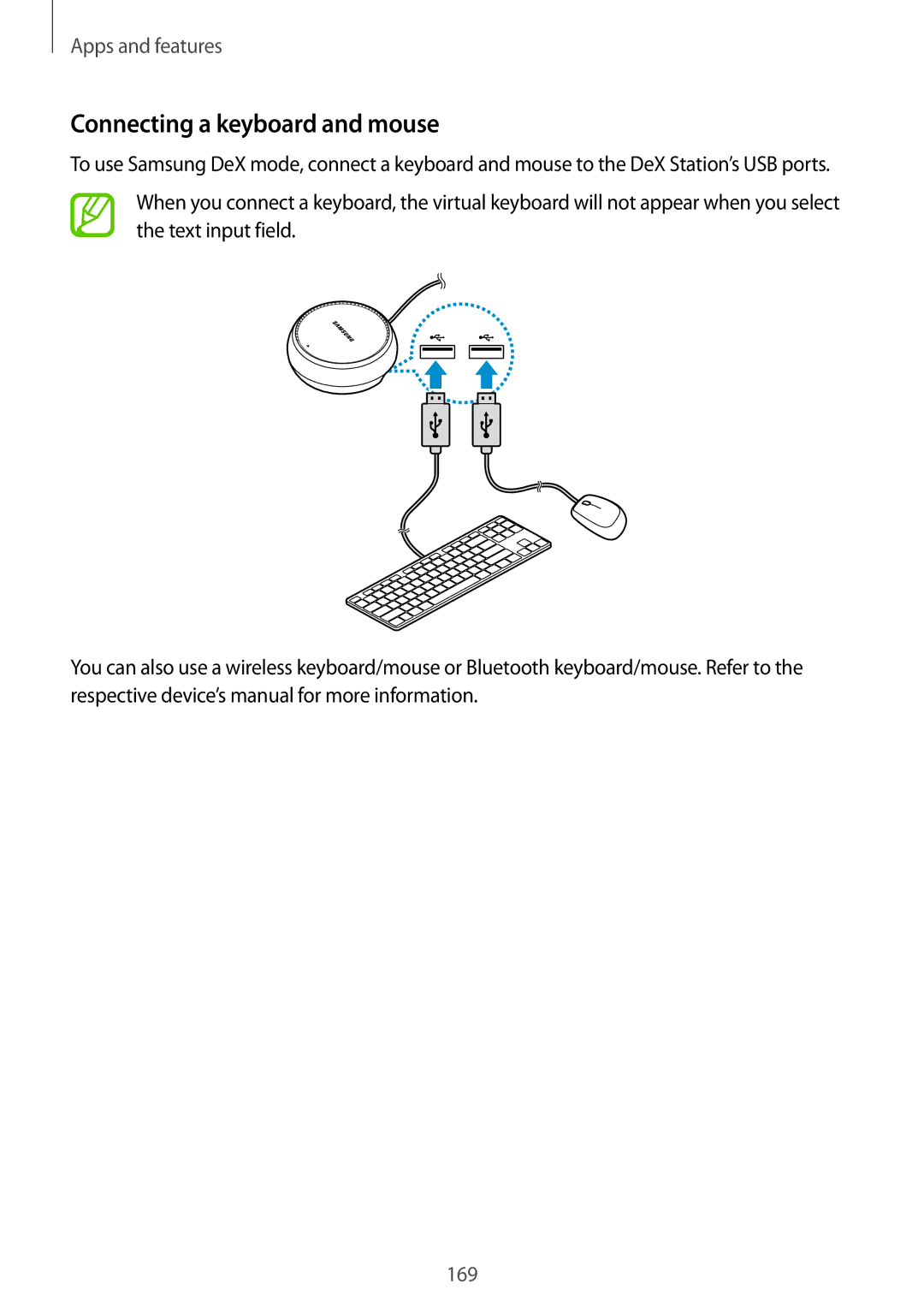 Samsung SM-G955FZKDPHE, SM-G950FZIADBT, SM-G955FZSADBT, SM-G955FZKADBT, SM-G955FZVADBT manual Connecting a keyboard and mouse 