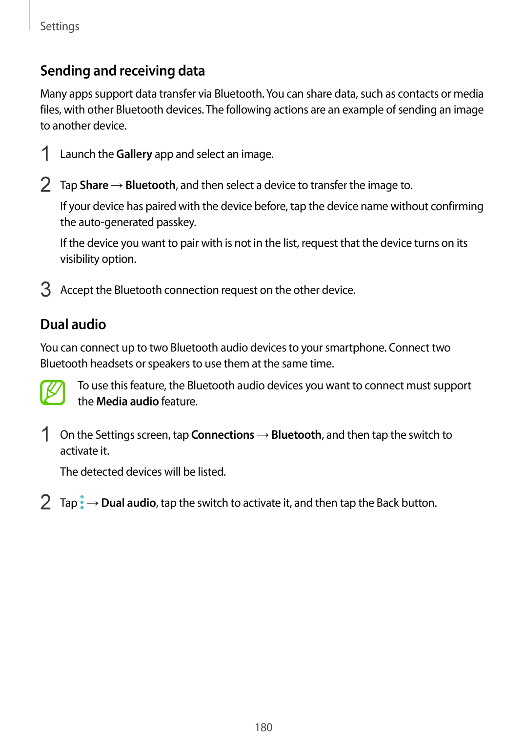 Samsung SM-G955FZVDKSA, SM-G950FZIADBT, SM-G955FZSADBT, SM-G955FZKADBT, SM-G955FZVADBT Sending and receiving data, Dual audio 