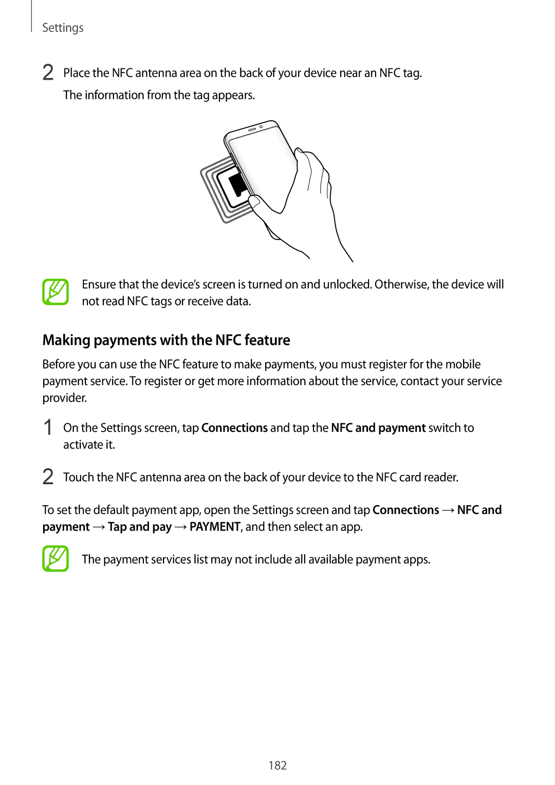 Samsung SM-G955FZBDKSA, SM-G950FZIADBT, SM-G955FZSADBT, SM-G955FZKADBT, SM-G955FZVADBT Making payments with the NFC feature 