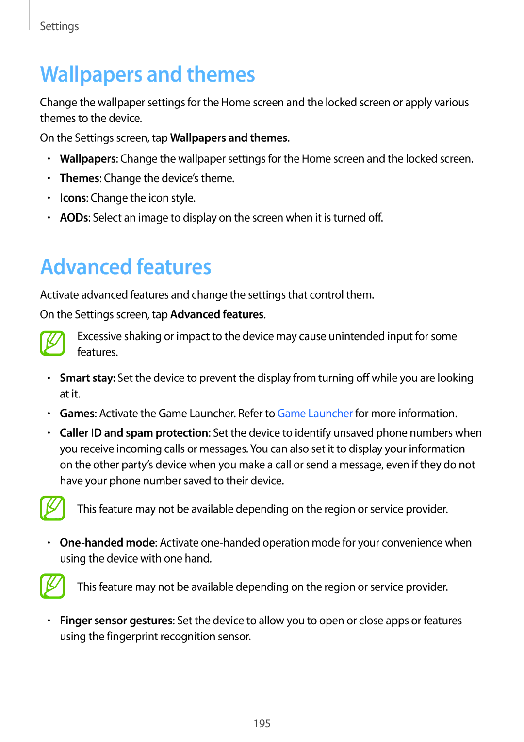 Samsung SM-G950FZVASEE, SM-G950FZIADBT, SM-G955FZSADBT, SM-G955FZKADBT manual Wallpapers and themes, Advanced features 