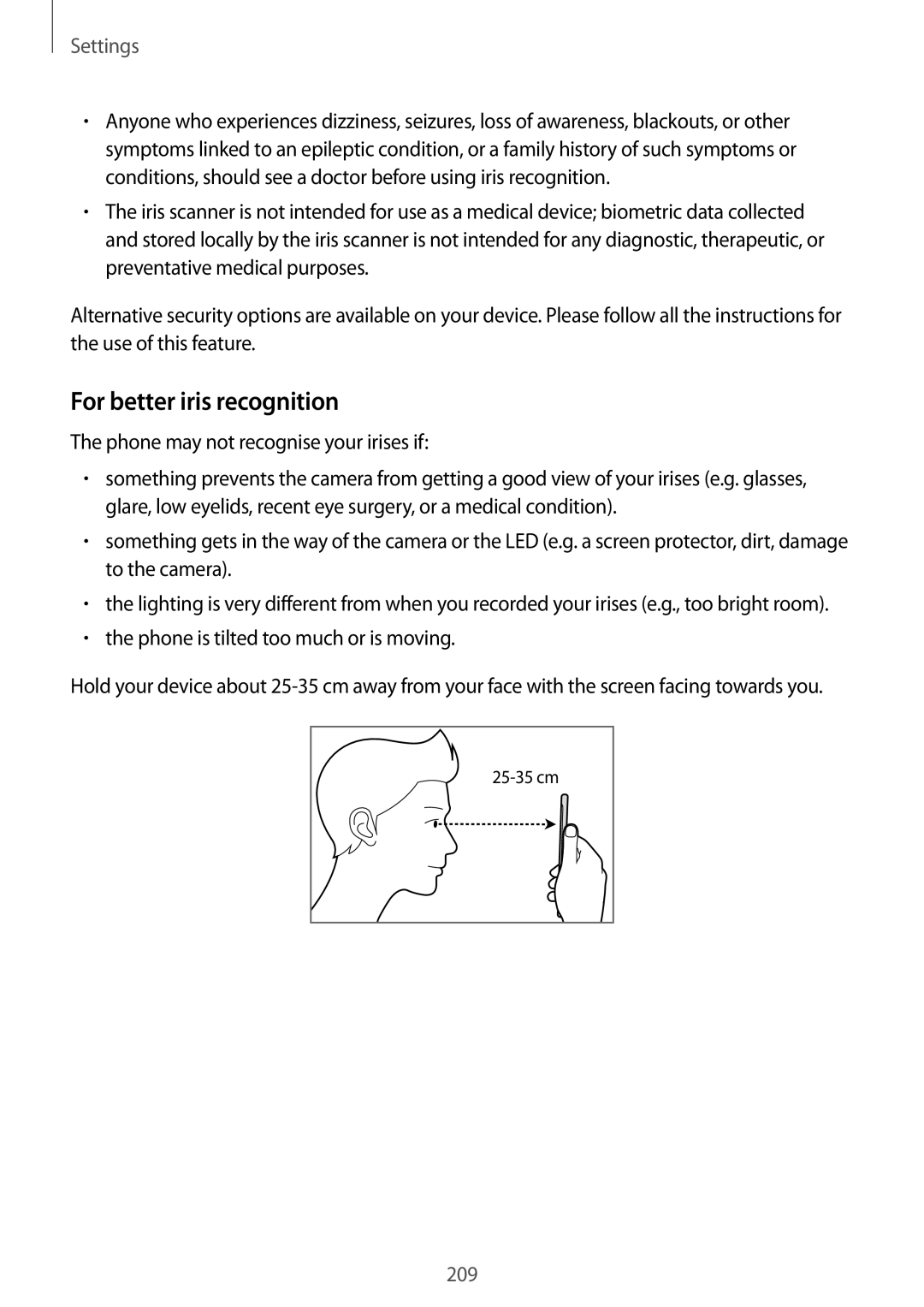 Samsung SM-G955FZVAETL, SM-G950FZIADBT, SM-G955FZSADBT For better iris recognition, Phone may not recognise your irises if 