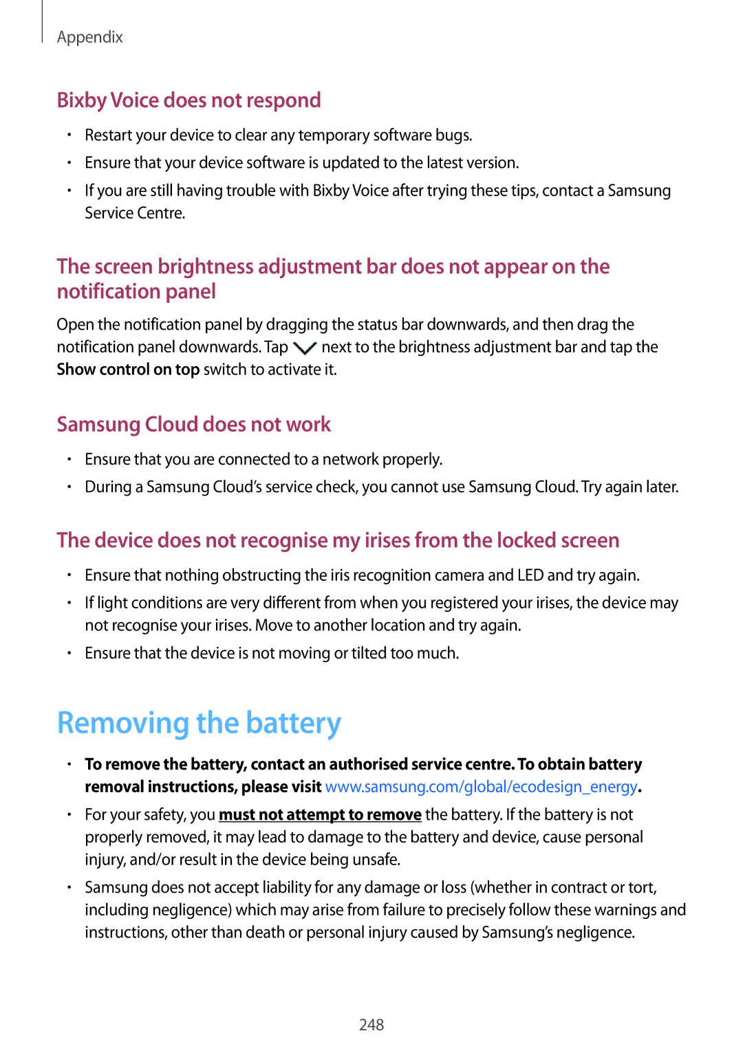 Samsung SM-G950FZVAEUR, SM-G950FZIADBT manual Removing the battery, Ensure that you are connected to a network properly 