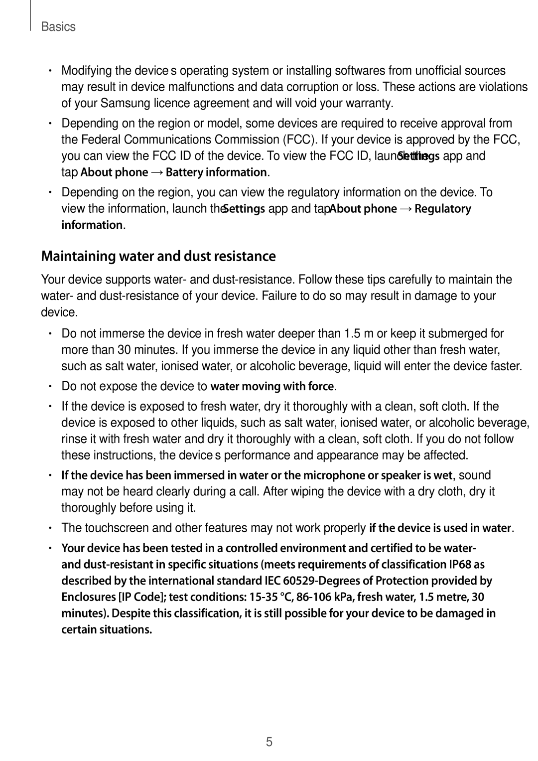 Samsung SM-G950FZVADBT manual Maintaining water and dust resistance, Do not expose the device to water moving with force 