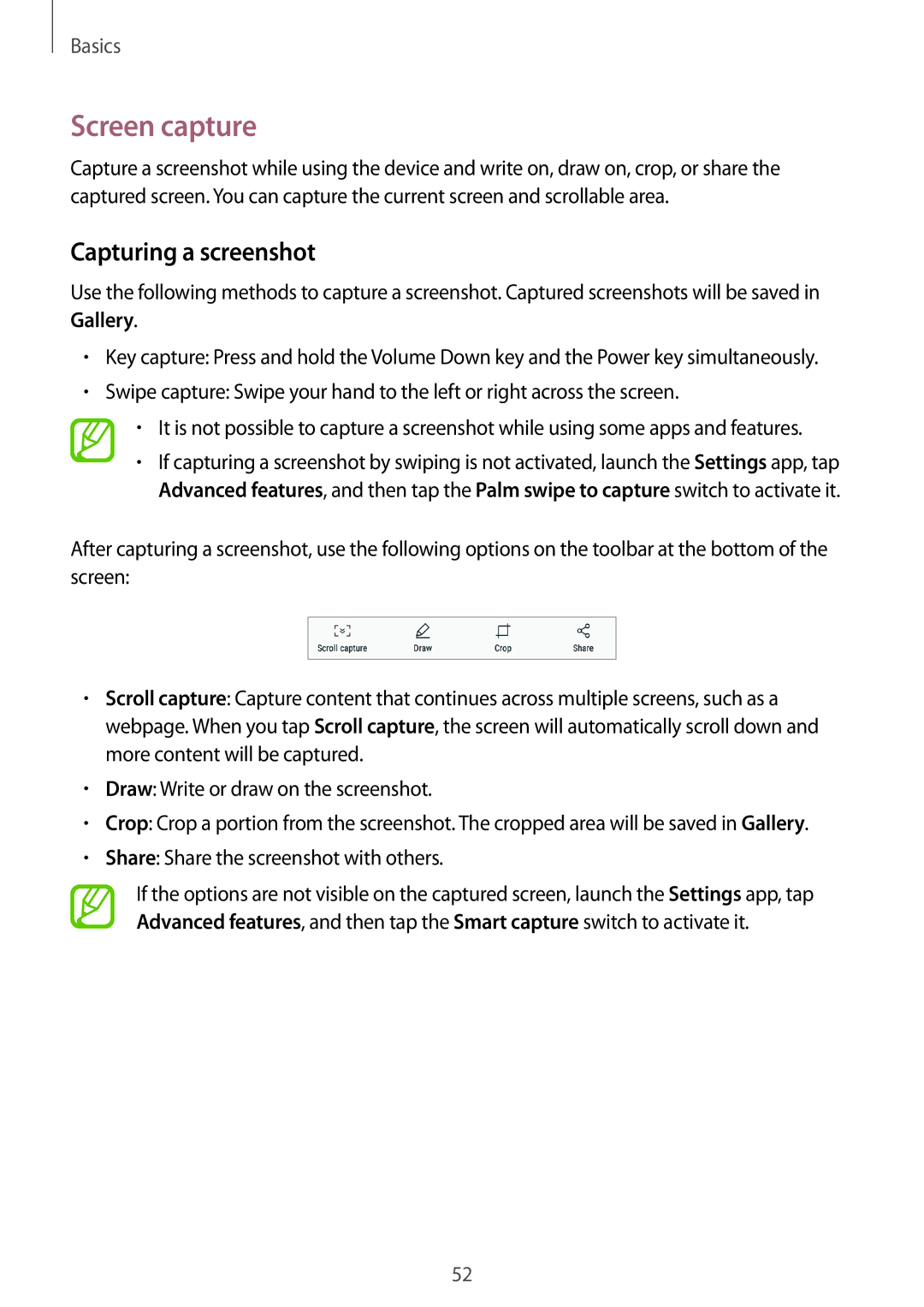 Samsung SM-G955FZBDXXV, SM-G950FZIADBT manual Screen capture, Capturing a screenshot, Share Share the screenshot with others 