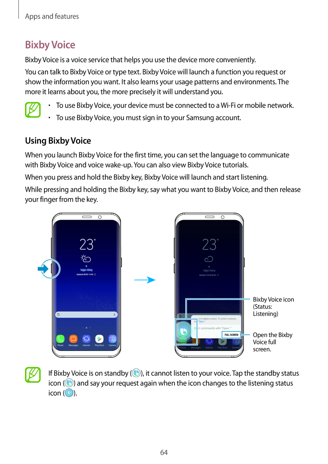 Samsung SM-G955FZKABGL, SM-G950FZIADBT, SM-G955FZSADBT, SM-G955FZKADBT, SM-G955FZVADBT, SM-G955FZKDDBT Using Bixby Voice 