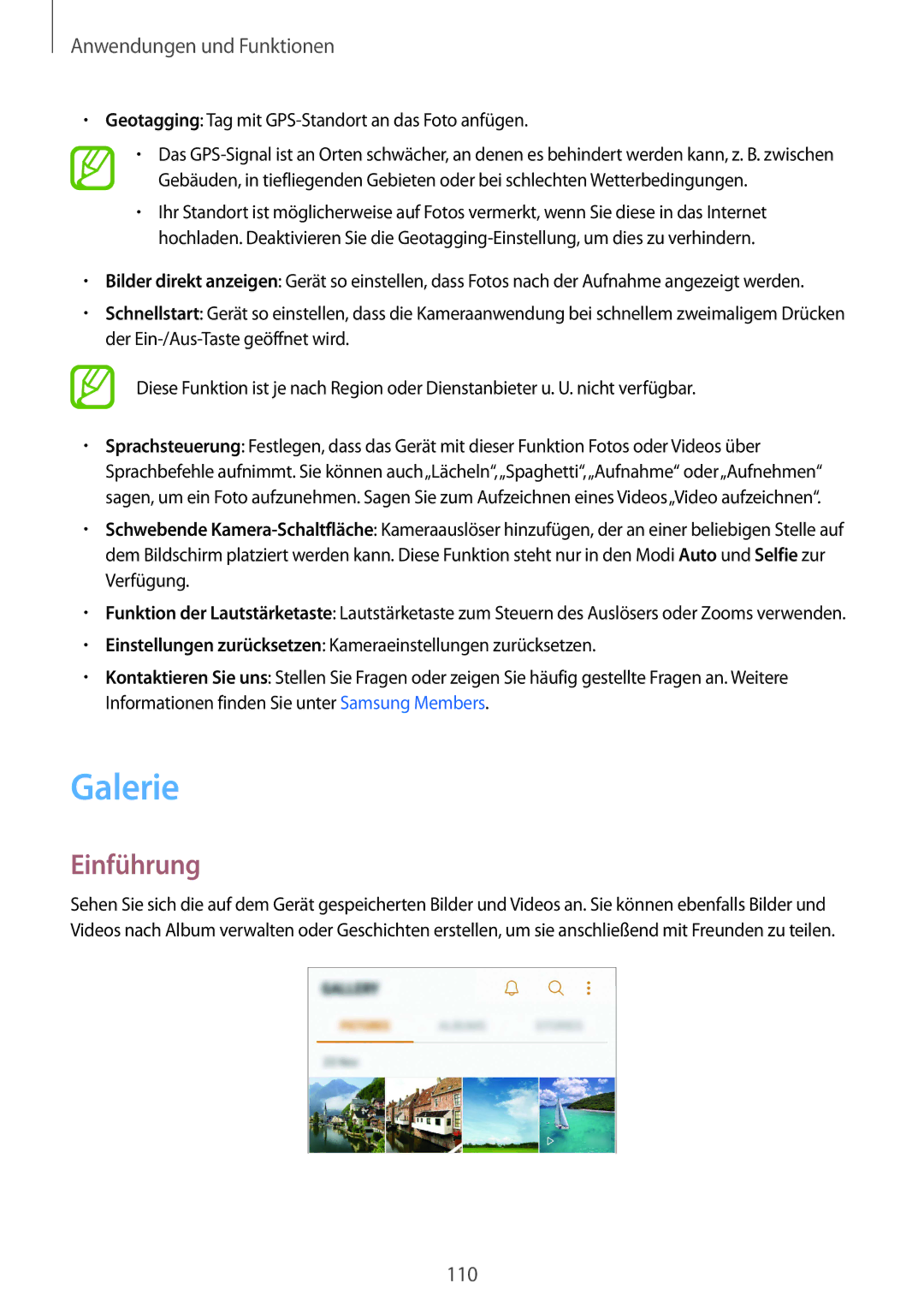 Samsung SM-G950FZIADBT, SM-G955FZSADBT, SM-G955FZKADBT manual Galerie, Geotagging Tag mit GPS-Standort an das Foto anfügen 