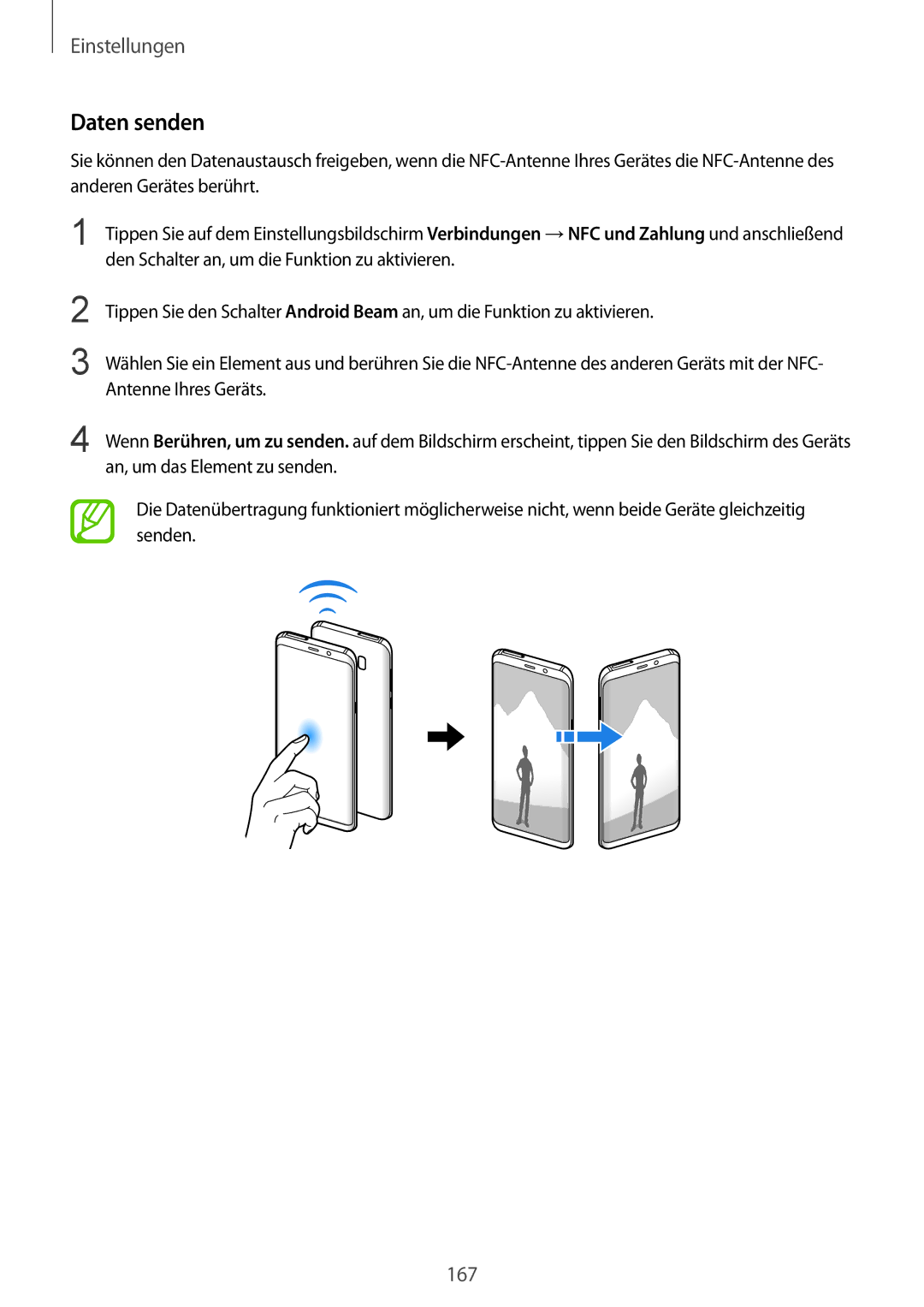 Samsung SM-G955FZKADBT, SM-G950FZIADBT, SM-G955FZSADBT, SM-G955FZVADBT, SM-G955FZKDDBT, SM-G950FZVADBT manual Daten senden 