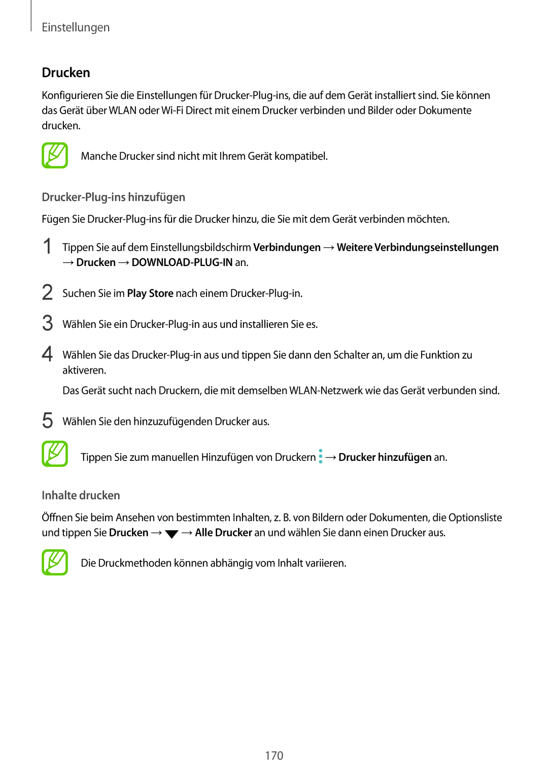 Samsung SM-G950FZVADBT, SM-G950FZIADBT Drucker-Plug-ins hinzufügen, Inhalte drucken, → Drucken →DOWNLOAD-PLUG-IN an 