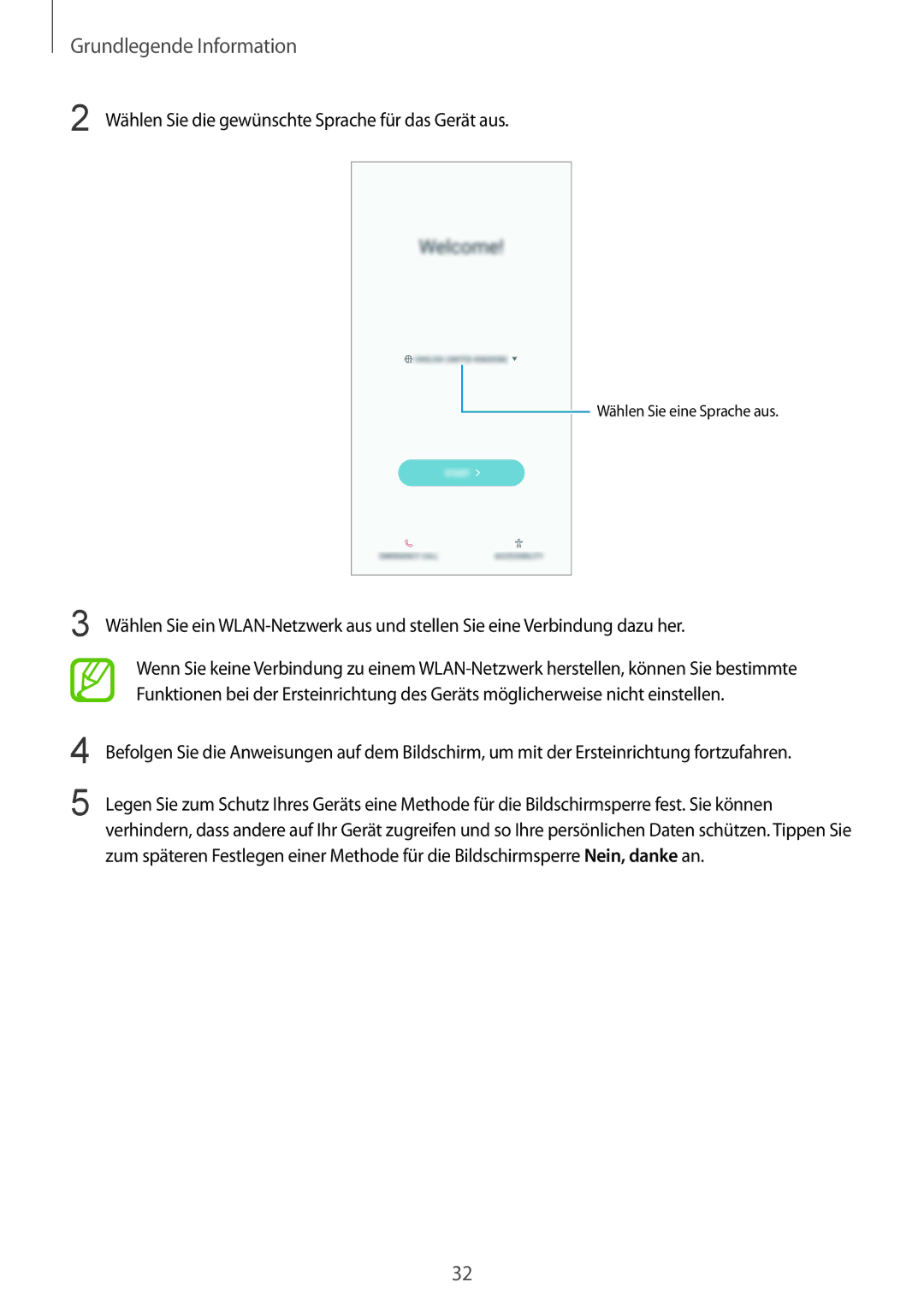 Samsung SM-G950FZSADBT, SM-G950FZIADBT, SM-G955FZSADBT, SM-G955FZKADBT Wählen Sie die gewünschte Sprache für das Gerät aus 