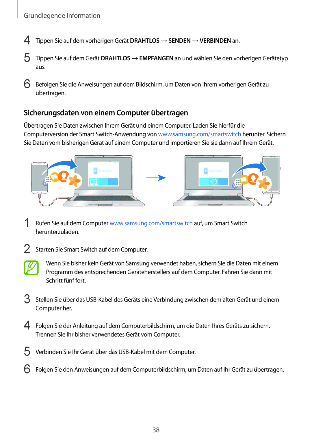 Samsung SM-G950FZVADBT, SM-G950FZIADBT, SM-G955FZSADBT, SM-G955FZKADBT manual Sicherungsdaten von einem Computer übertragen 