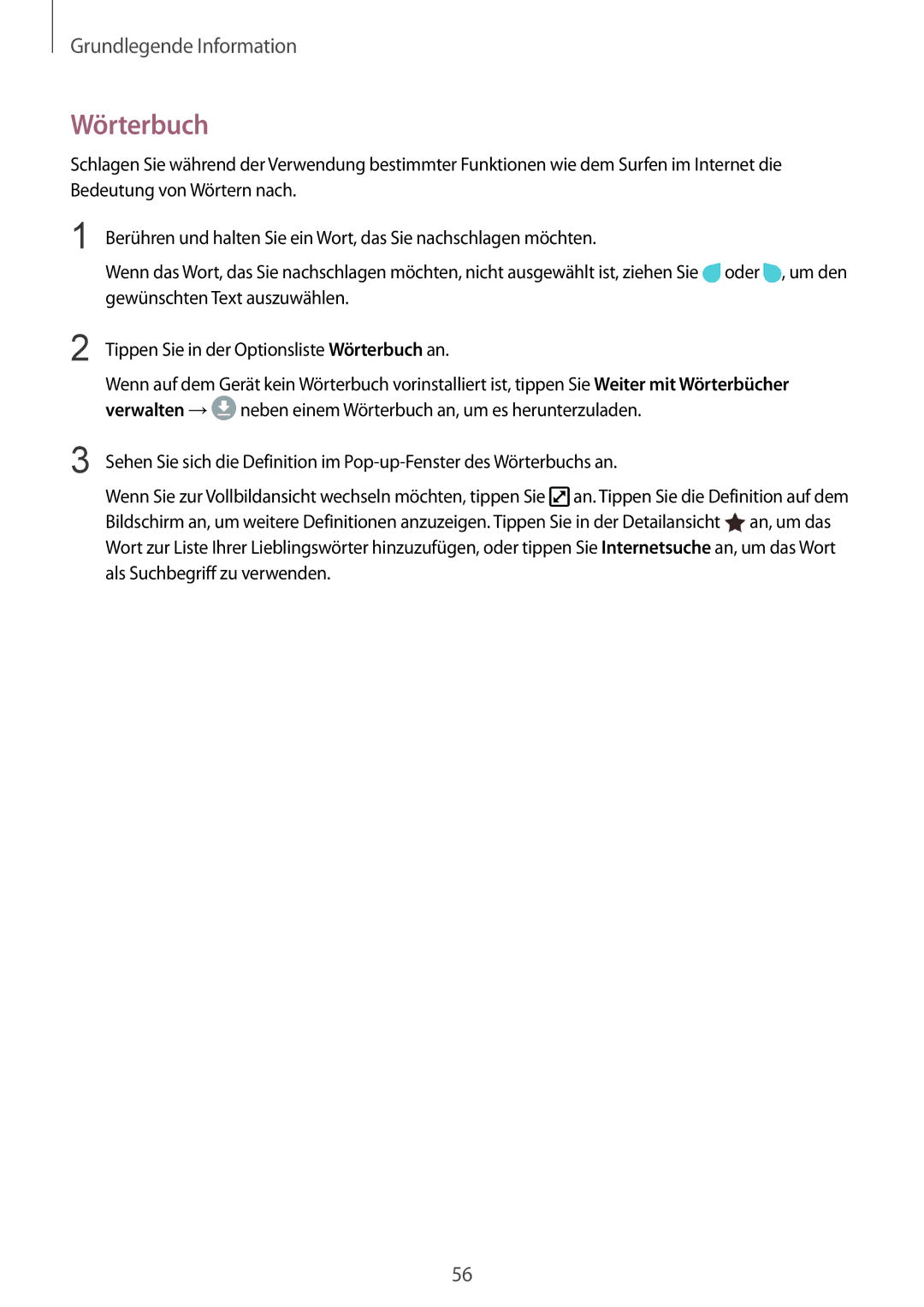 Samsung SM-G955FZSADBT, SM-G950FZIADBT, SM-G955FZKADBT, SM-G955FZVADBT, SM-G955FZKDDBT, SM-G950FZVADBT manual Wörterbuch 