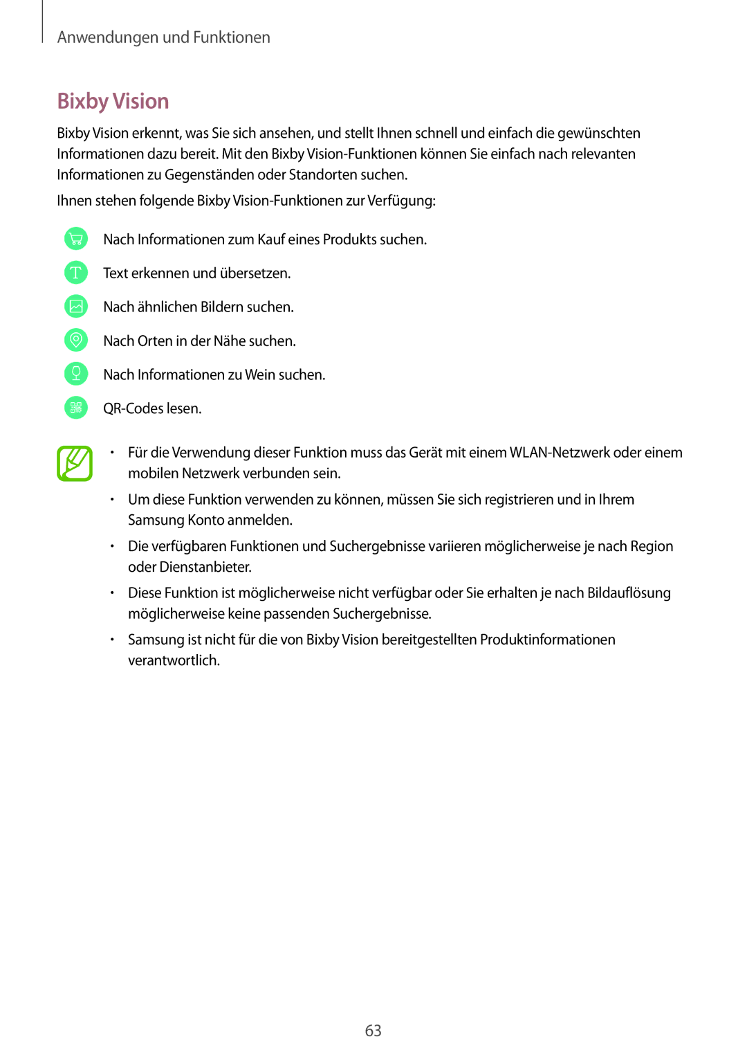 Samsung SM-G955FZBADBT, SM-G950FZIADBT, SM-G955FZSADBT, SM-G955FZKADBT, SM-G955FZVADBT, SM-G955FZKDDBT manual Bixby Vision 