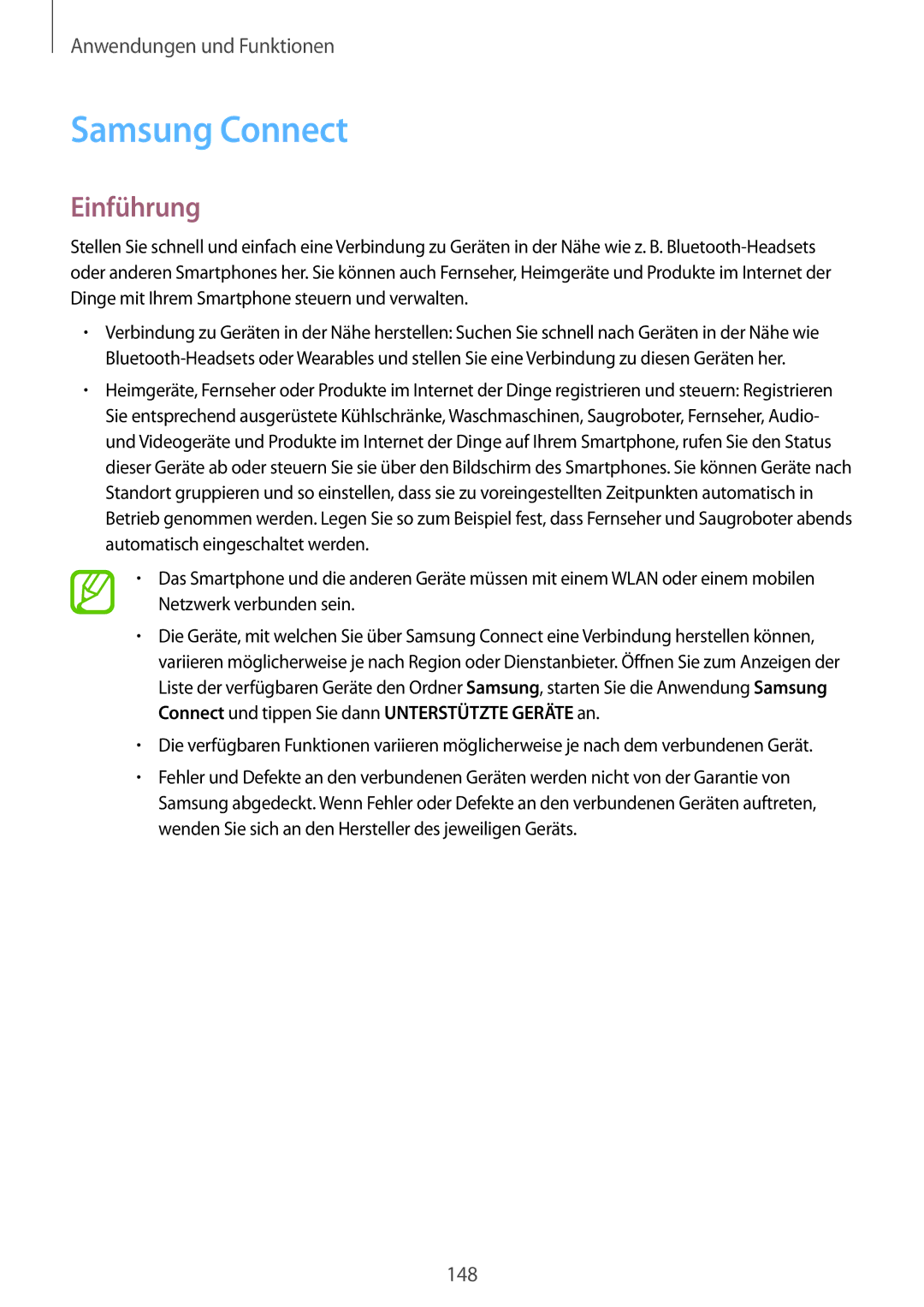 Samsung SM-G950FZVADBT, SM-G950FZIADBT, SM-G955FZSADBT, SM-G955FZKADBT, SM-G955FZVADBT manual Samsung Connect, Einführung 