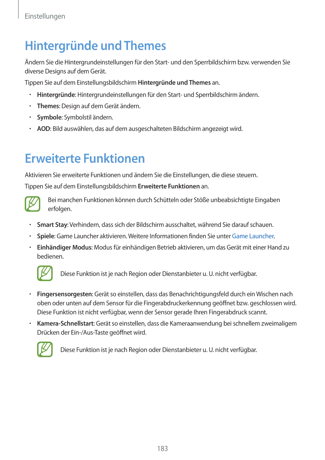 Samsung SM-G955FZVADBT, SM-G950FZIADBT, SM-G955FZSADBT, SM-G955FZKADBT manual Hintergründe und Themes, Erweiterte Funktionen 