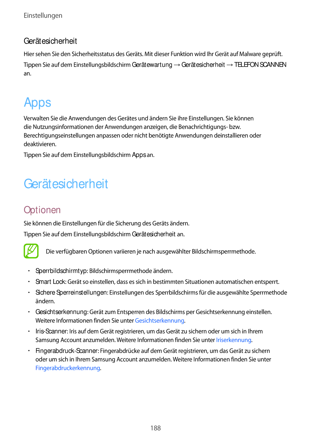 Samsung SM-G950FZSADBT, SM-G950FZIADBT, SM-G955FZSADBT, SM-G955FZKADBT, SM-G955FZVADBT, SM-G950FZVADBT Apps, Gerätesicherheit 