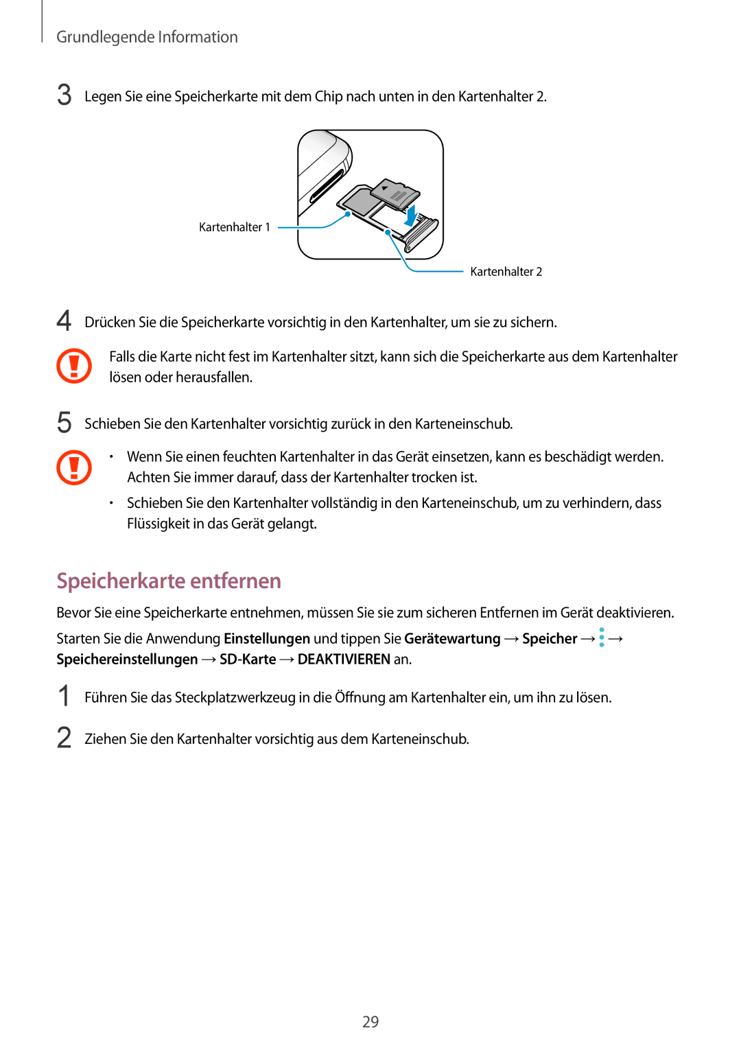 Samsung SM-G955FZKADBT, SM-G950FZIADBT, SM-G955FZSADBT, SM-G955FZVADBT, SM-G950FZVADBT, SM-G950FZBADBT Speicherkarte entfernen 