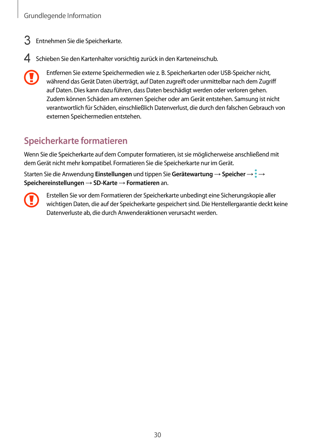 Samsung SM-G955FZVADBT, SM-G950FZIADBT, SM-G955FZSADBT, SM-G955FZKADBT, SM-G950FZVADBT manual Speicherkarte formatieren 