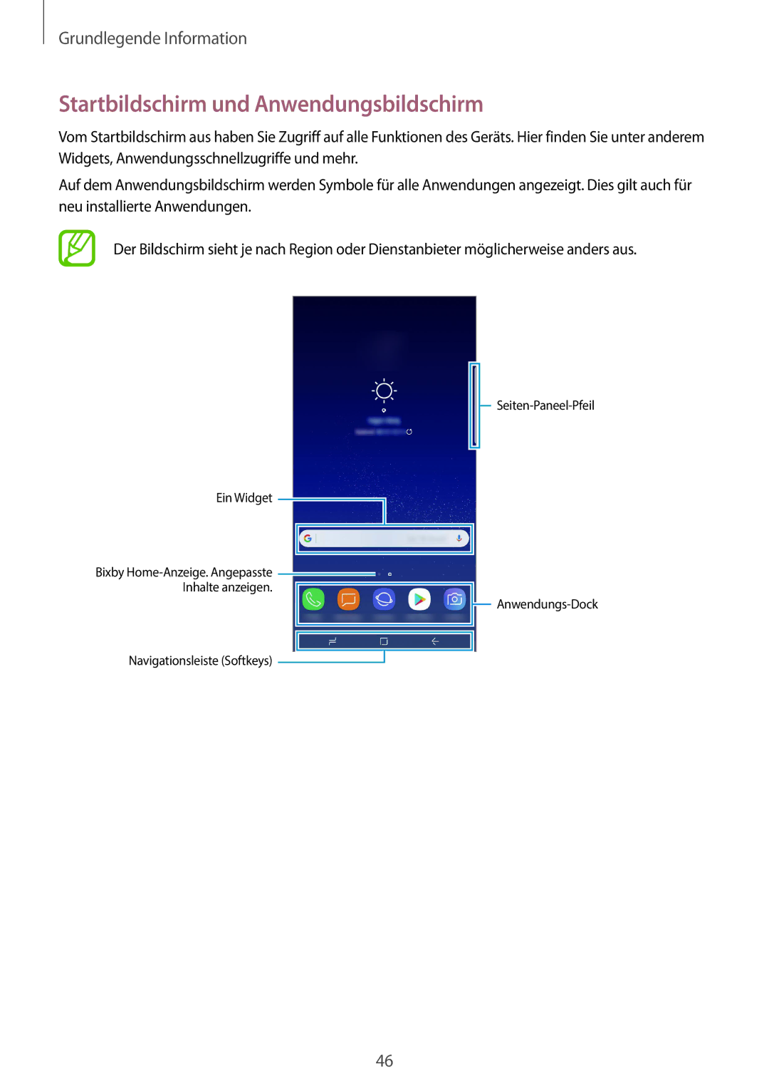 Samsung SM-G955FZSADBT, SM-G950FZIADBT, SM-G955FZKADBT, SM-G955FZVADBT manual Startbildschirm und Anwendungsbildschirm 