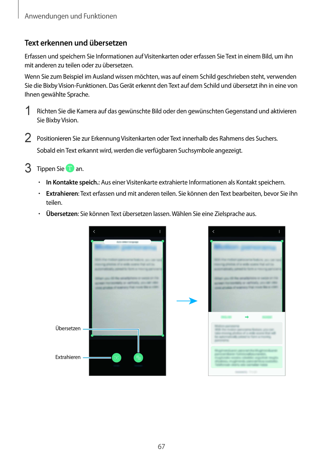 Samsung SM-G950FZVADBT, SM-G950FZIADBT, SM-G955FZSADBT, SM-G955FZKADBT, SM-G955FZVADBT manual Text erkennen und übersetzen 