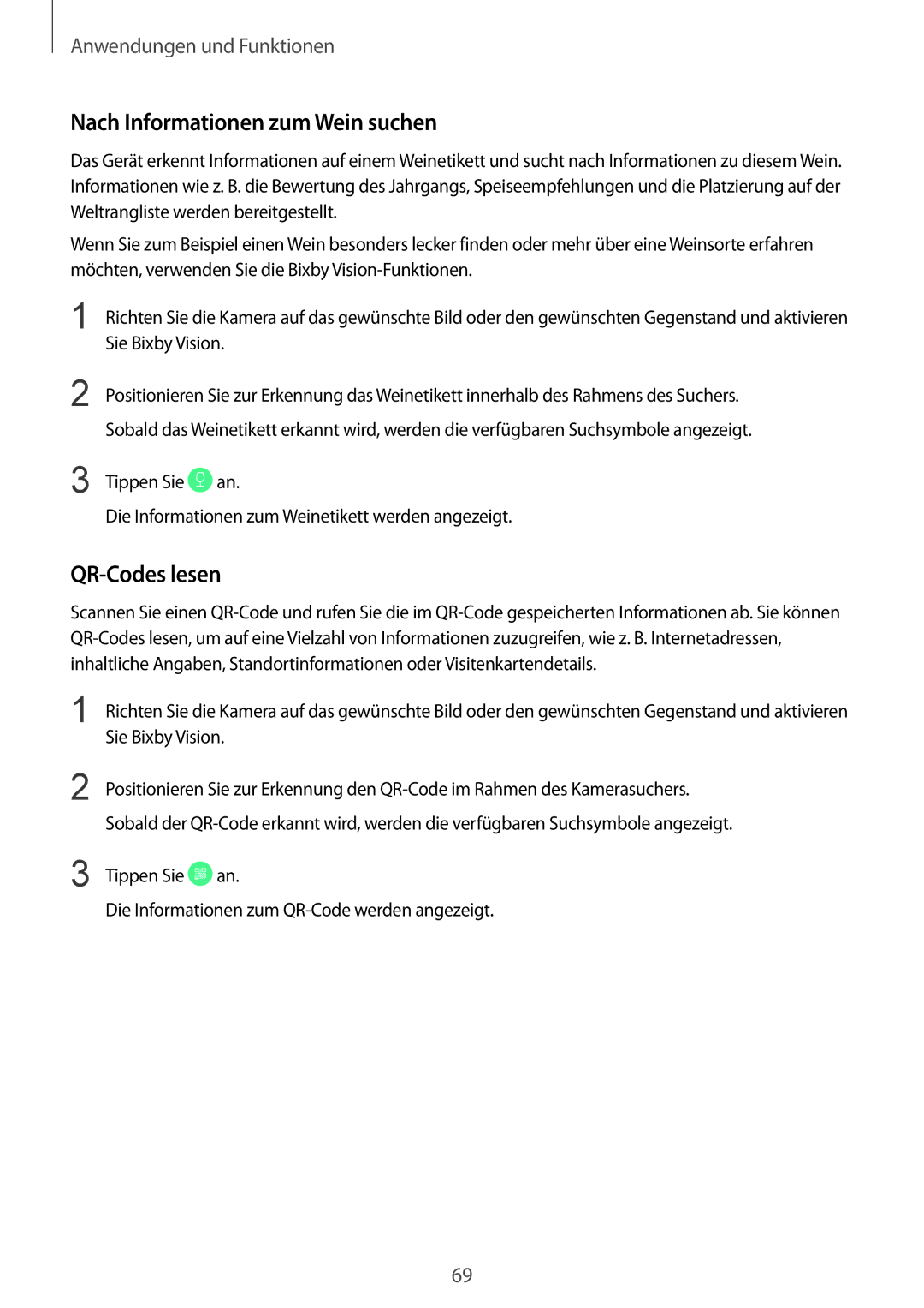 Samsung SM-G955FZBADBT, SM-G950FZIADBT, SM-G955FZSADBT, SM-G955FZKADBT Nach Informationen zum Wein suchen, QR-Codes lesen 