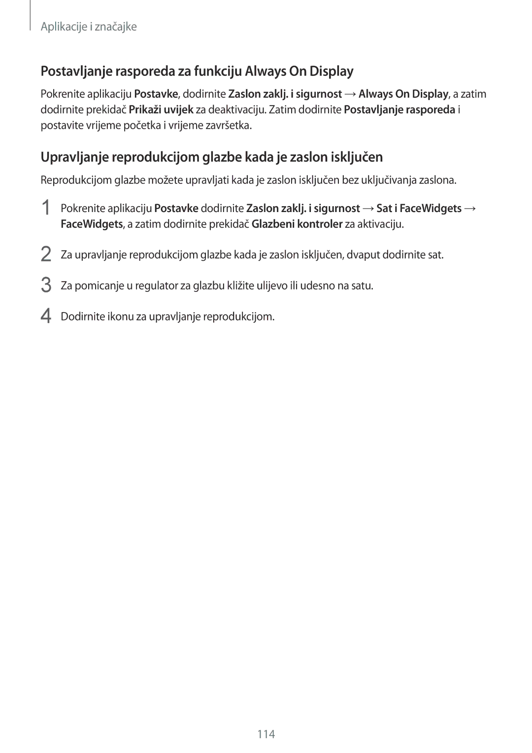 Samsung SM-G950FZVASEE Postavljanje rasporeda za funkciju Always On Display, Dodirnite ikonu za upravljanje reprodukcijom 