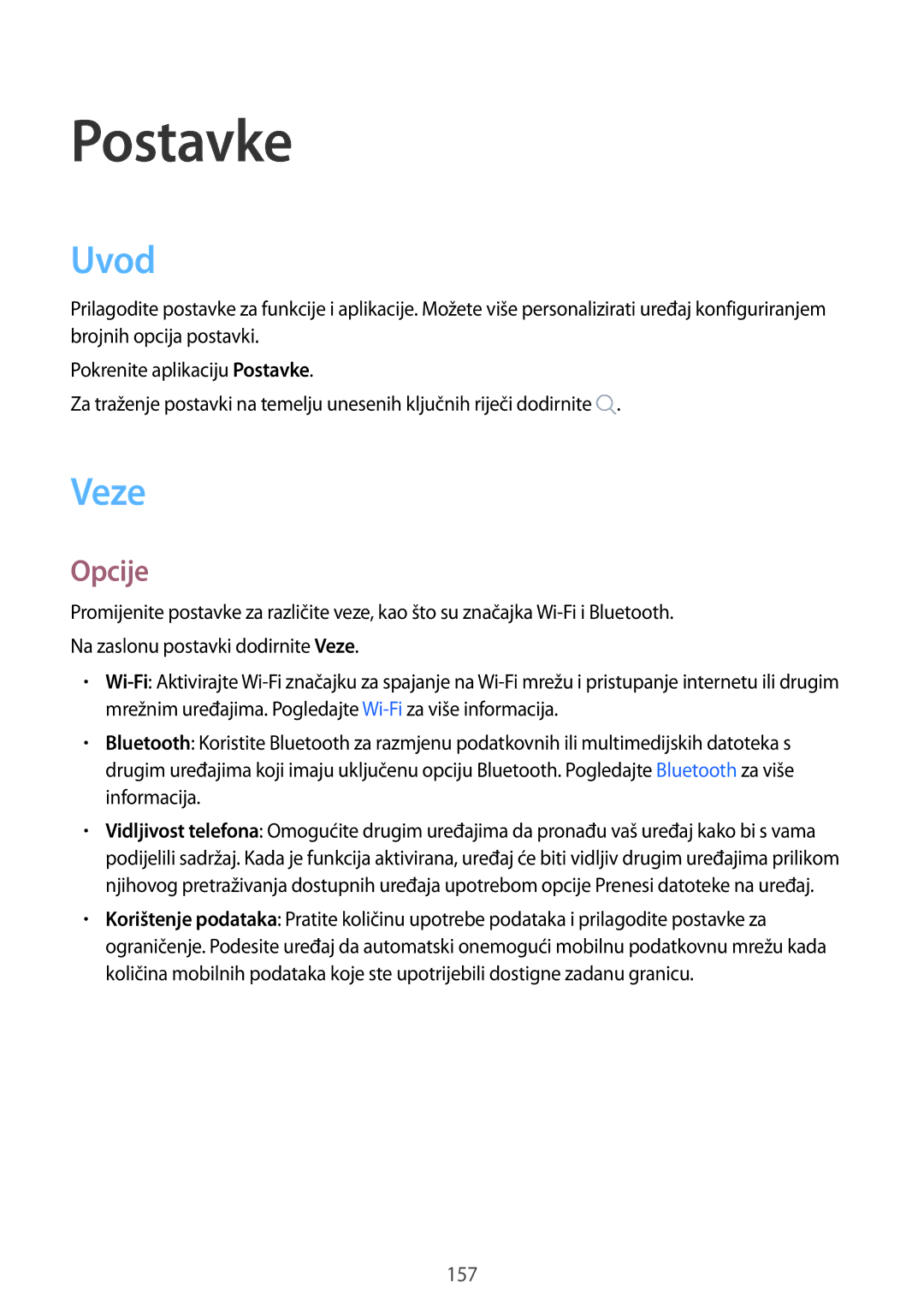 Samsung SM-G950FZKASEE, SM-G950FZVASEE, SM-G950FZSASEE, SM-G955FZSASEE, SM-G955FZKASEE, SM-G955FZVASEE manual Uvod, Veze, Opcije 