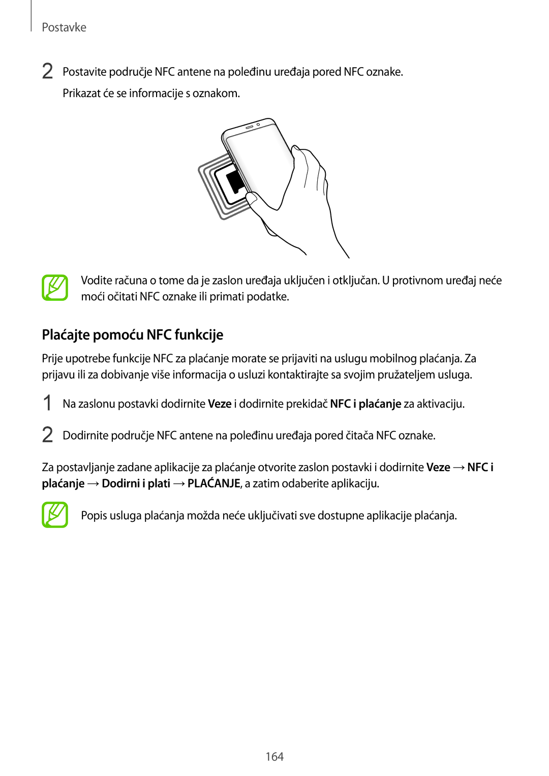 Samsung SM-G950FZSASEE, SM-G950FZVASEE, SM-G950FZKASEE, SM-G955FZSASEE, SM-G955FZKASEE manual Plaćajte pomoću NFC funkcije 