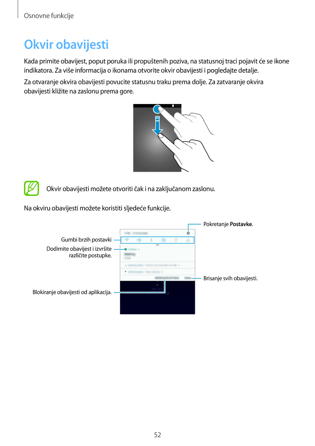 Samsung SM-G955FZKASEE, SM-G950FZVASEE, SM-G950FZKASEE, SM-G950FZSASEE, SM-G955FZSASEE, SM-G955FZVASEE manual Okvir obavijesti 