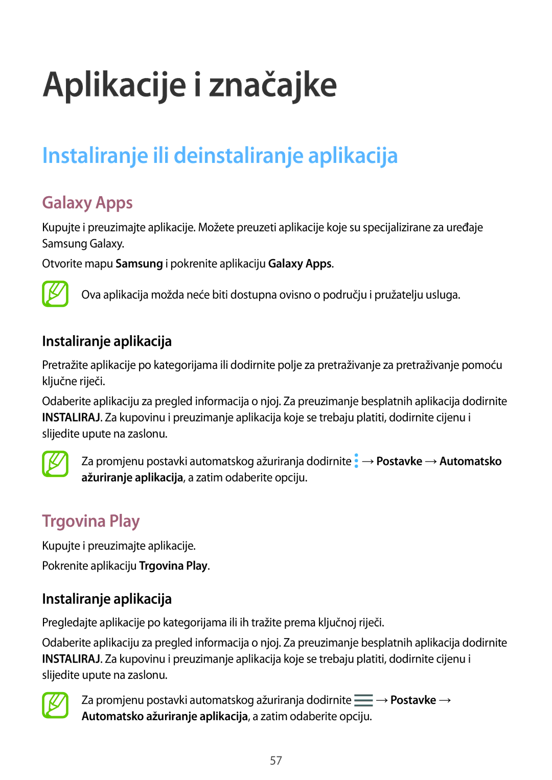 Samsung SM-G955FZSASEE Instaliranje ili deinstaliranje aplikacija, Galaxy Apps, Trgovina Play, Instaliranje aplikacija 