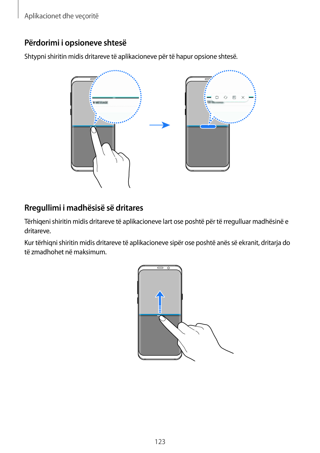 Samsung SM-G950FZVASEE, SM-G950FZKASEE, SM-G950FZSASEE Përdorimi i opsioneve shtesë, Rregullimi i madhësisë së dritares 