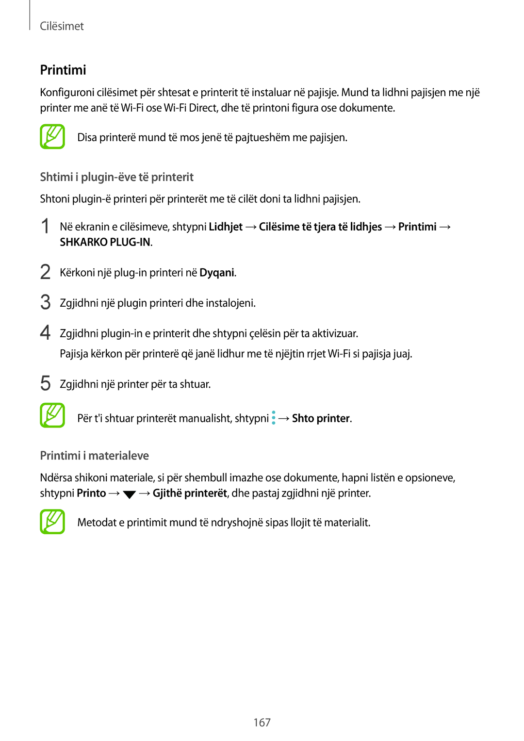Samsung SM-G950FZSASEE, SM-G950FZVASEE, SM-G950FZKASEE manual Shtimi i plugin-ëve të printerit, Printimi i materialeve 