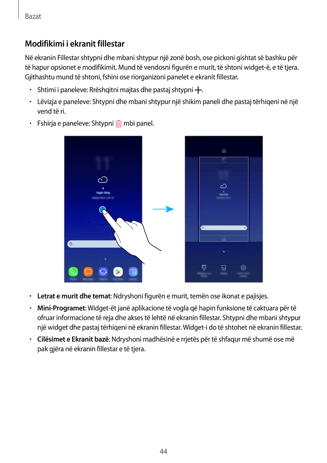 Samsung SM-G950FZSASEE, SM-G950FZVASEE, SM-G950FZKASEE manual Modifikimi i ekranit fillestar 