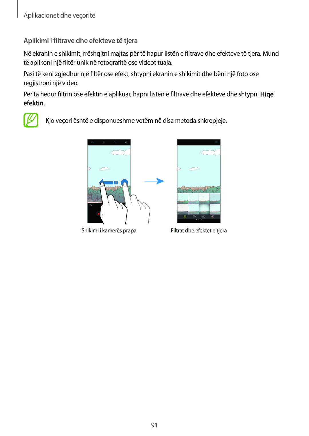 Samsung SM-G950FZKASEE, SM-G950FZVASEE, SM-G950FZSASEE manual Aplikimi i filtrave dhe efekteve të tjera, Efektin 