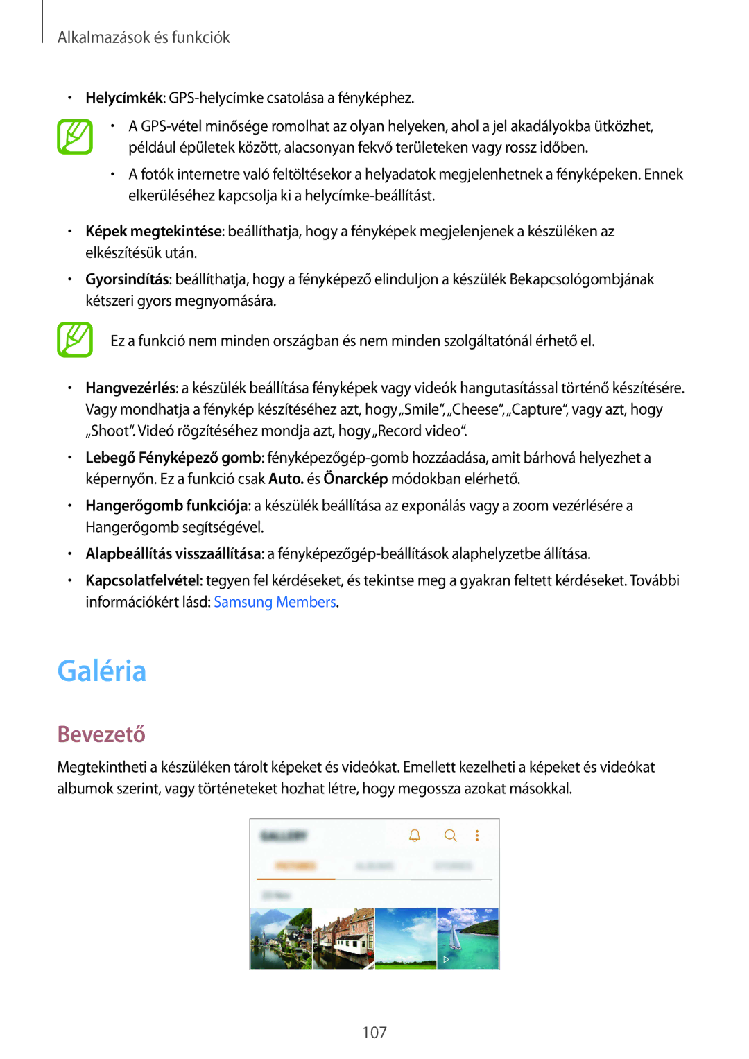 Samsung SM-G950FZSAXEH, SM-G950FZVAXEH, SM-G955FZSAXEH manual Galéria, Helycímkék GPS-helycímke csatolása a fényképhez 