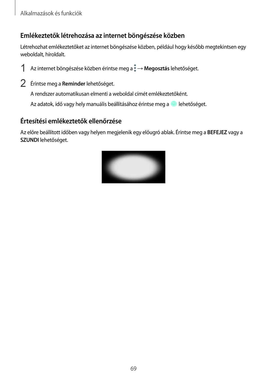 Samsung SM-G955FZKAXEH manual Emlékeztetők létrehozása az internet böngészése közben, Értesítési emlékeztetők ellenőrzése 