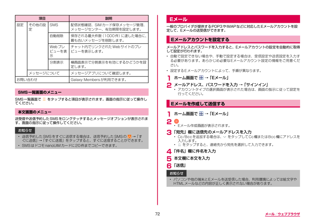 Samsung SM-G955DZSADCM, SM-G955DZKADCM manual Eメールアカウントを設定する, Eメールを作成して送信する 