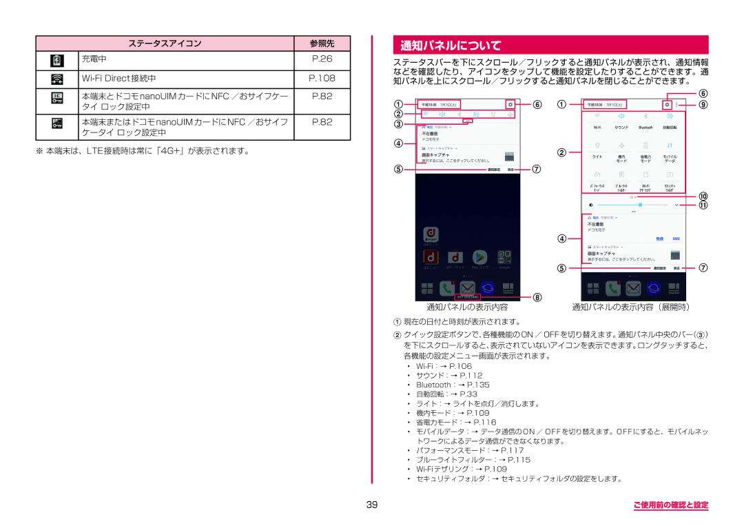 Samsung SM-G955DZKADCM, SM-G955DZSADCM manual 通知パネルについて 