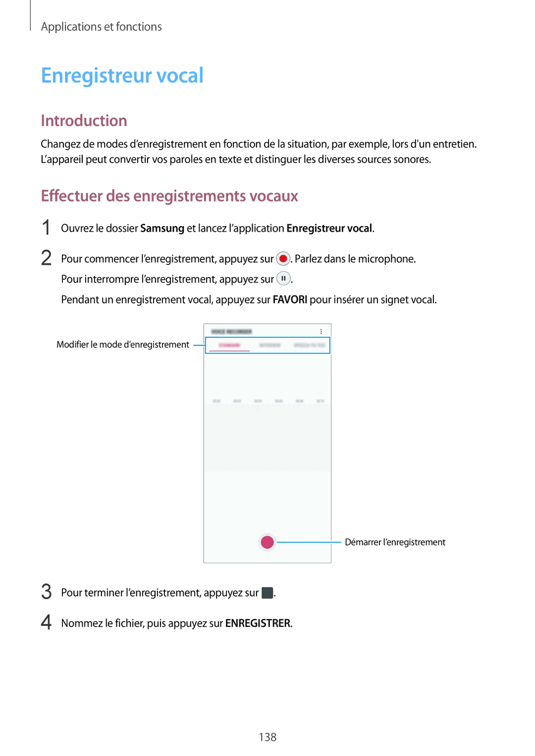 Samsung SM-G950FZKAXEF, SM-G955FZBAXEF, SM-G955FZVAXEF manual Enregistreur vocal, Effectuer des enregistrements vocaux 