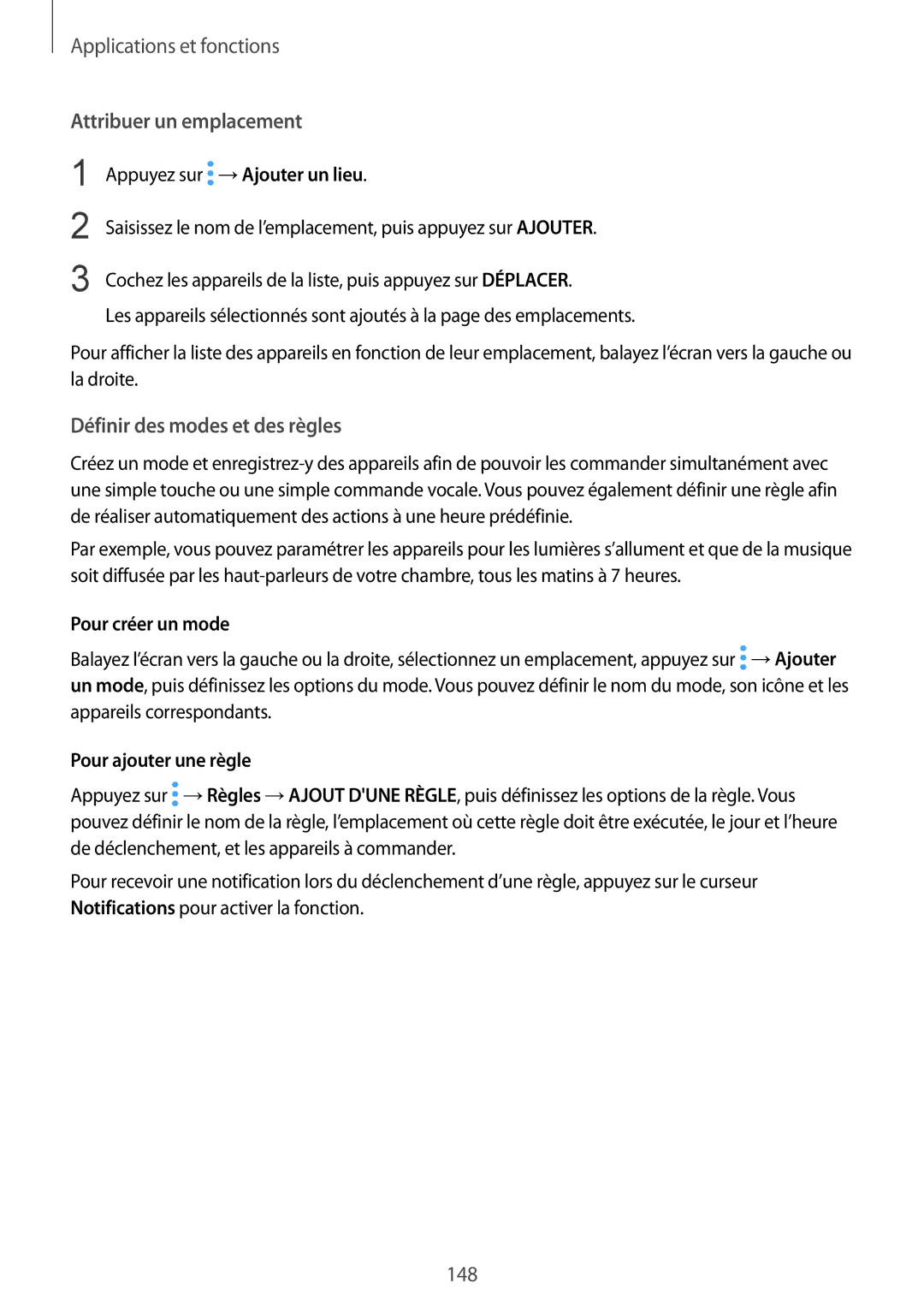 Samsung SM-G955FZIAXEF manual Attribuer un emplacement, Définir des modes et des règles, Appuyez sur →Ajouter un lieu 