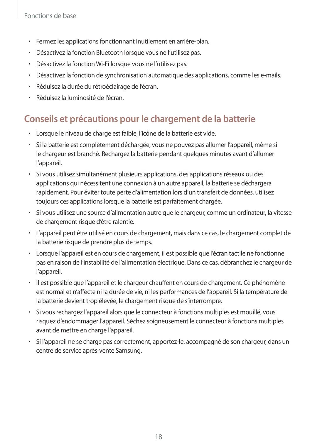 Samsung SM-G950FZVAXEF, SM-G955FZBAXEF, SM-G955FZVAXEF manual Conseils et précautions pour le chargement de la batterie 