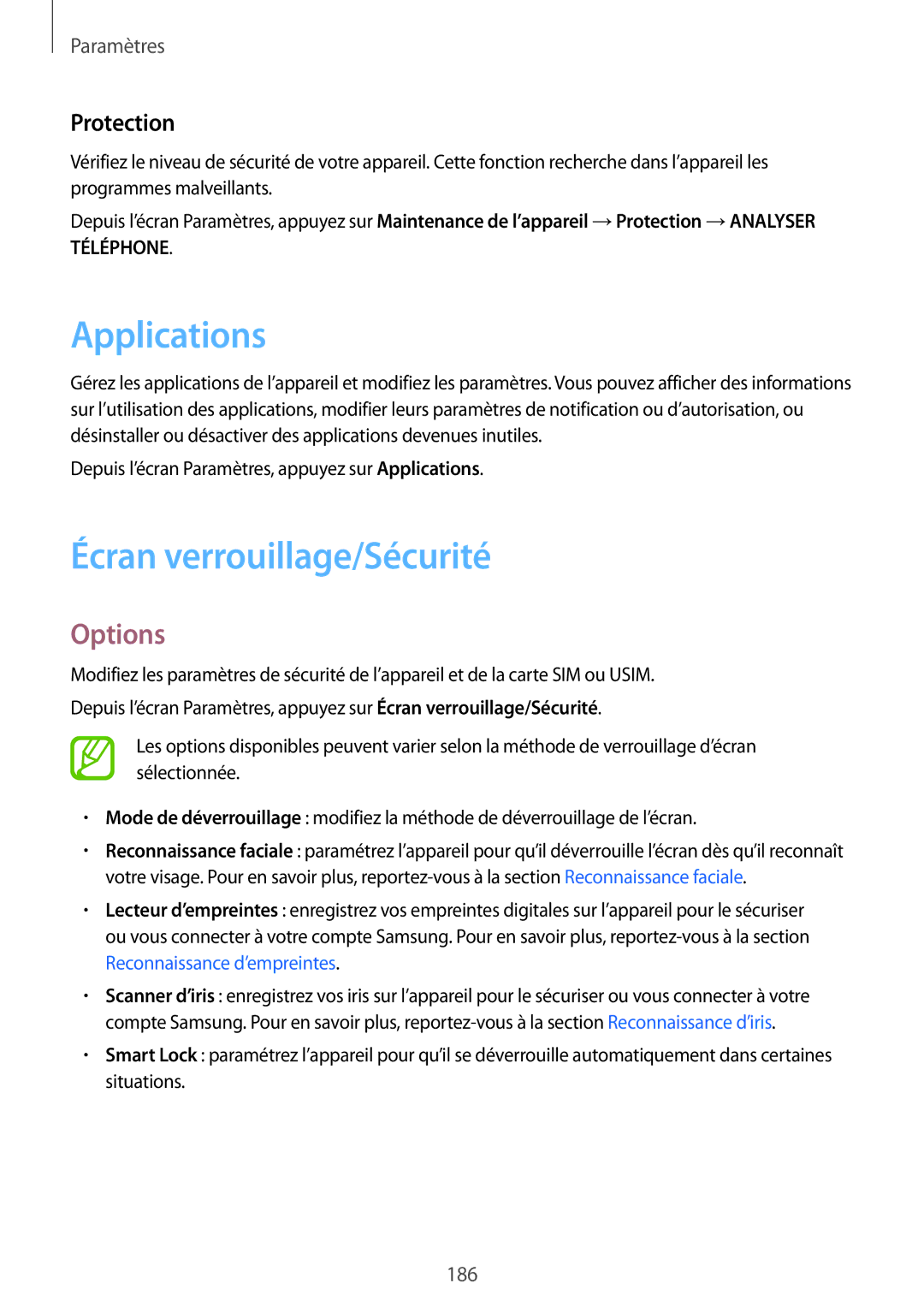 Samsung SM-G950FZBAXEF, SM-G955FZBAXEF, SM-G955FZVAXEF, SM-G950FZSAXEF Applications, Écran verrouillage/Sécurité, Protection 